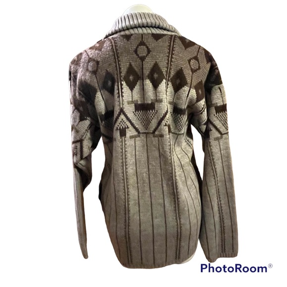 American Priority brown print zip up cardigan sweater - Picture 2 of 9